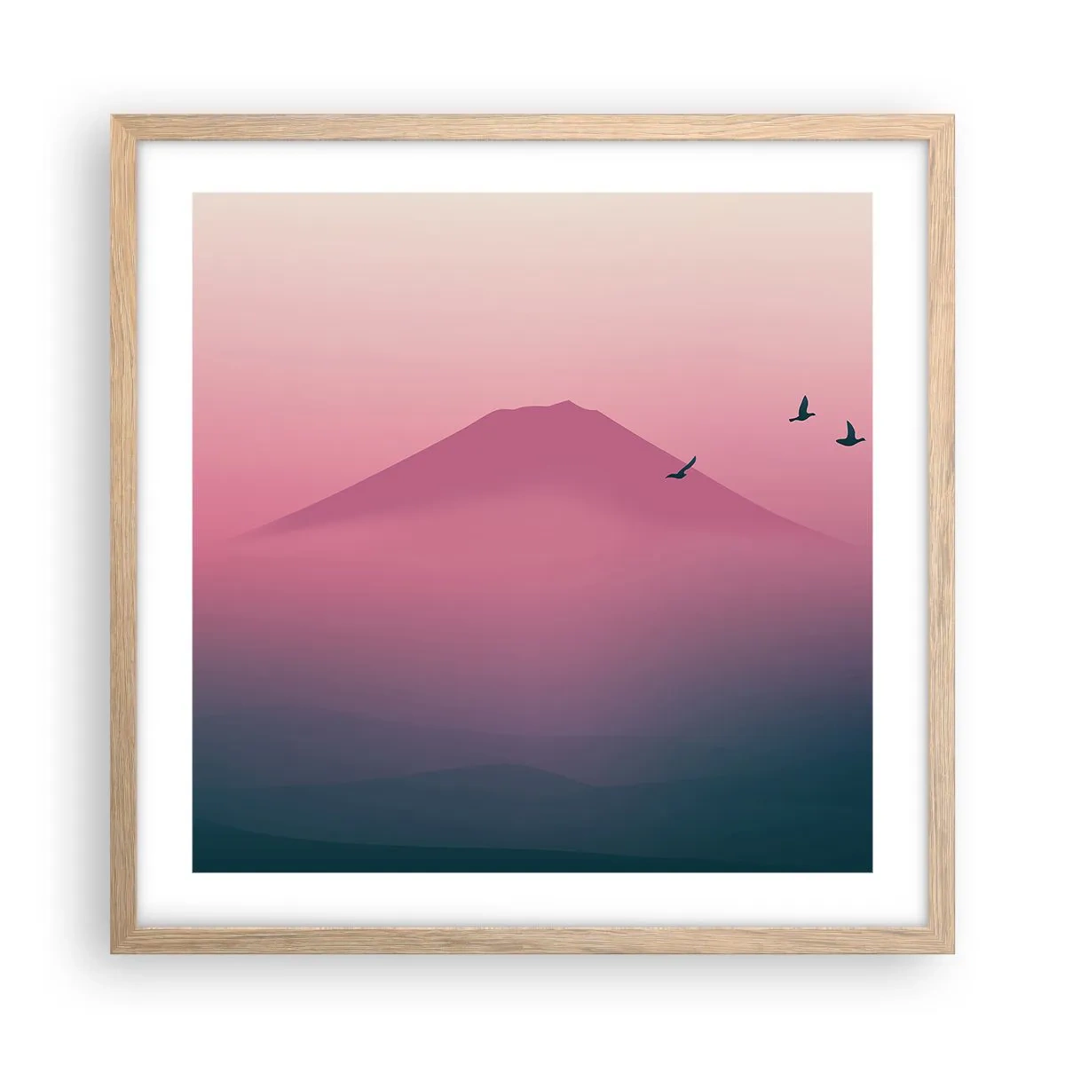 Affisch i ram av ljusek - Vandrare över molnen - 50x50 cm