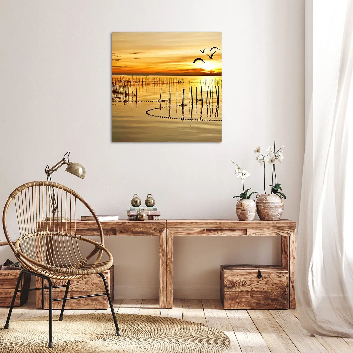 Canvastavla - Bild på duk - Fiskevatten - 60x60 cm