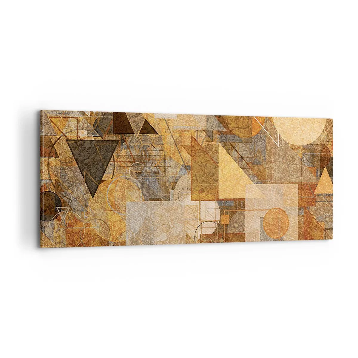 Canvastavla - Bild på duk - Kubistisk studie i brun - 100x40 cm