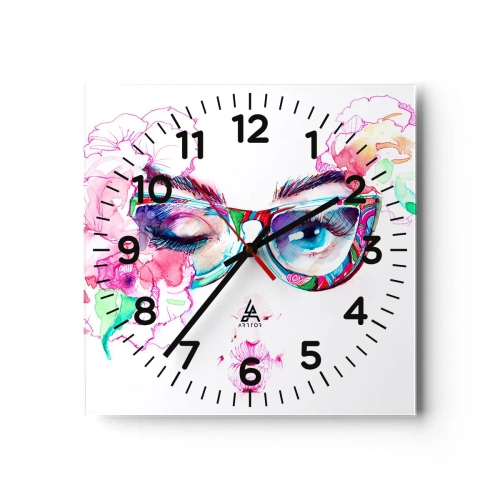 Väggklocka - Klocka på glas - Frestande löfte - 40x40 cm