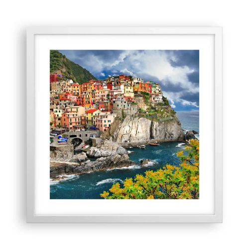 Affisch i vit ram - I bergets famn - 40x40 cm