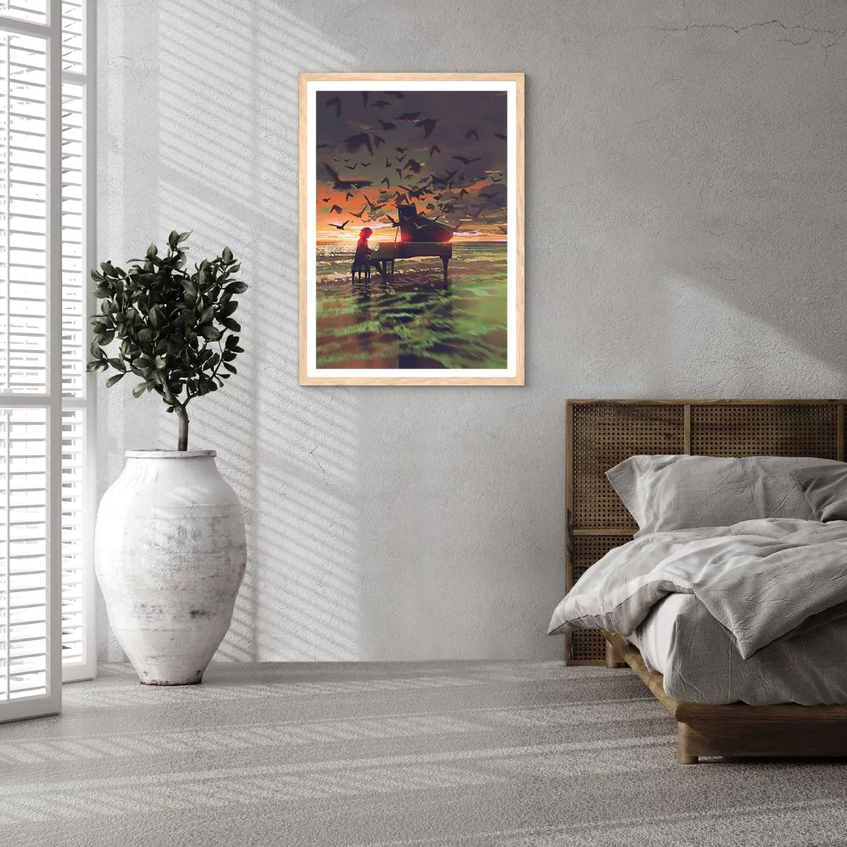 Affisch i ram av ljusek - Konsert för piano och vågor - 61x91 cm