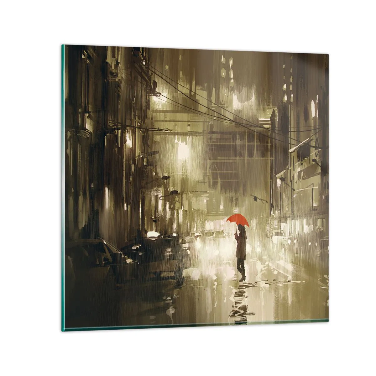 Glastavla - Bild på glas - Själv, men inte ensam - 30x30 cm