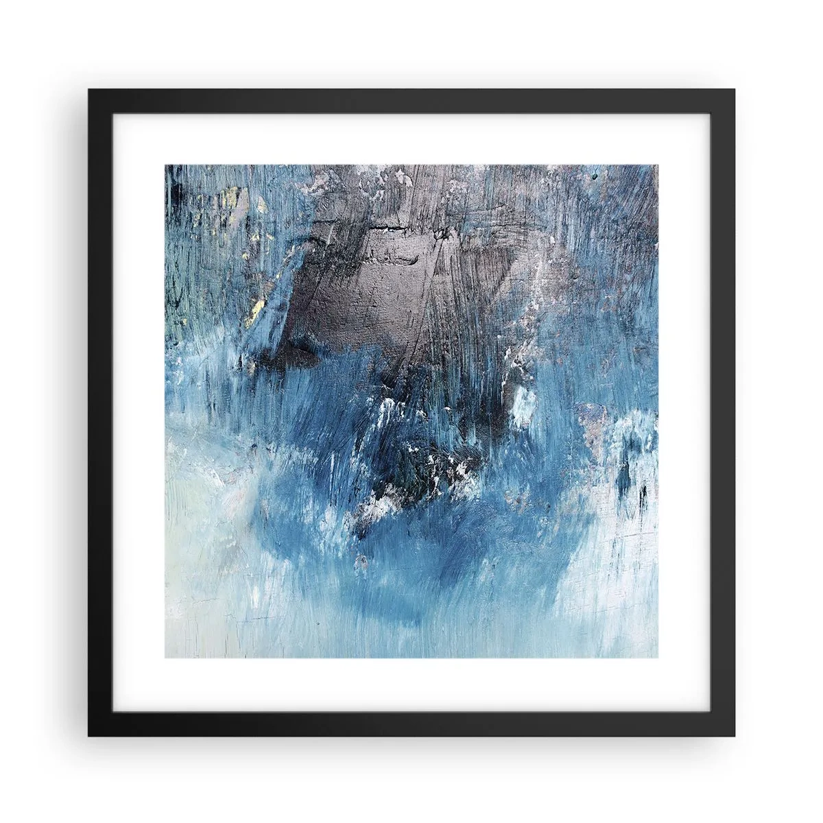 Affisch i svart ram - Blå rapsodi - 40x40 cm
