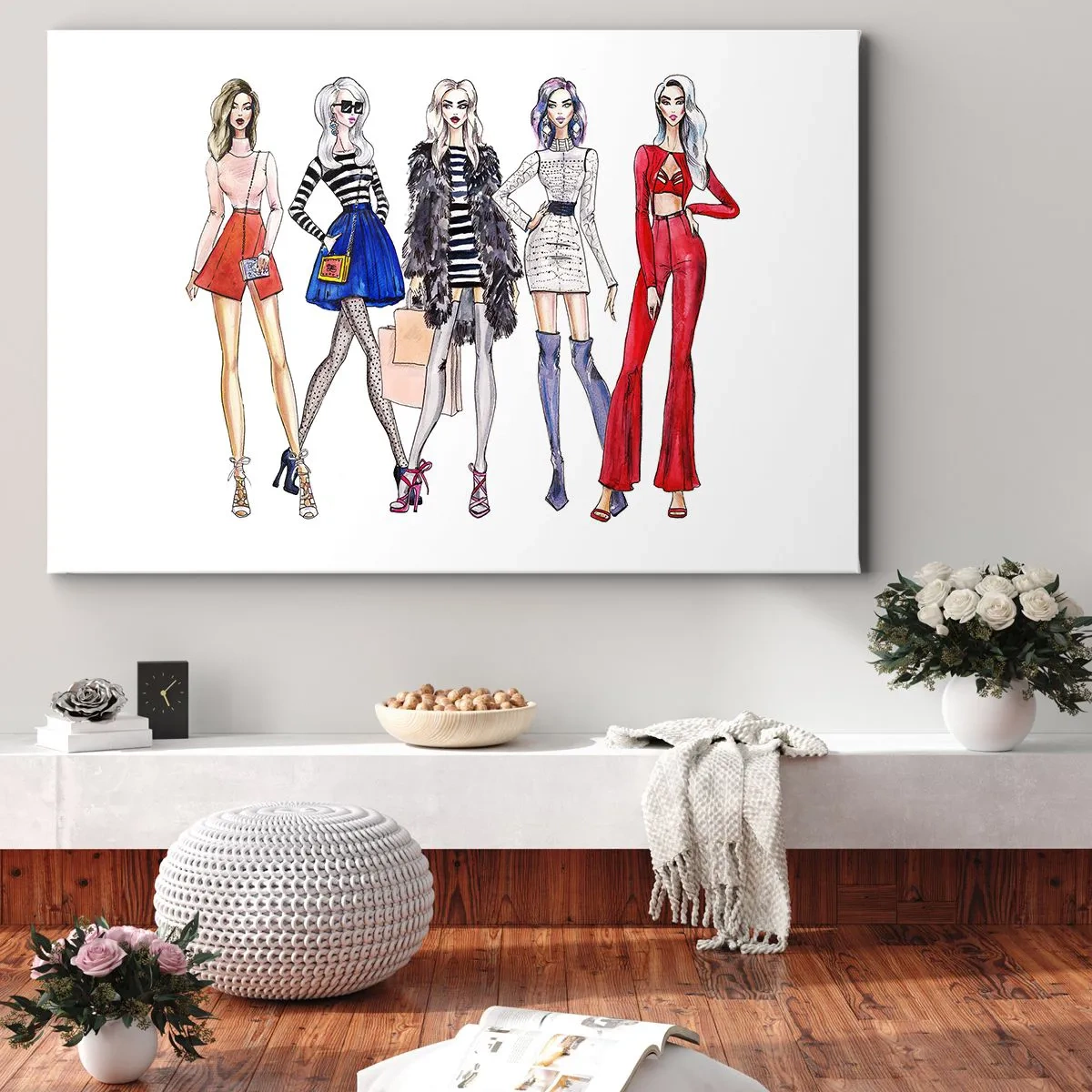 Canvastavla - Bild på duk - Snygga illustrationer av modesilhuetter - 70x50cm - Every week Fashion Week - Modern väggdekoration för vardagsrum och sovrum ARTTOR