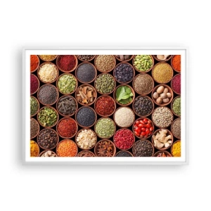 Affisch i vit ram - Världens alla smaker - 100x70 cm