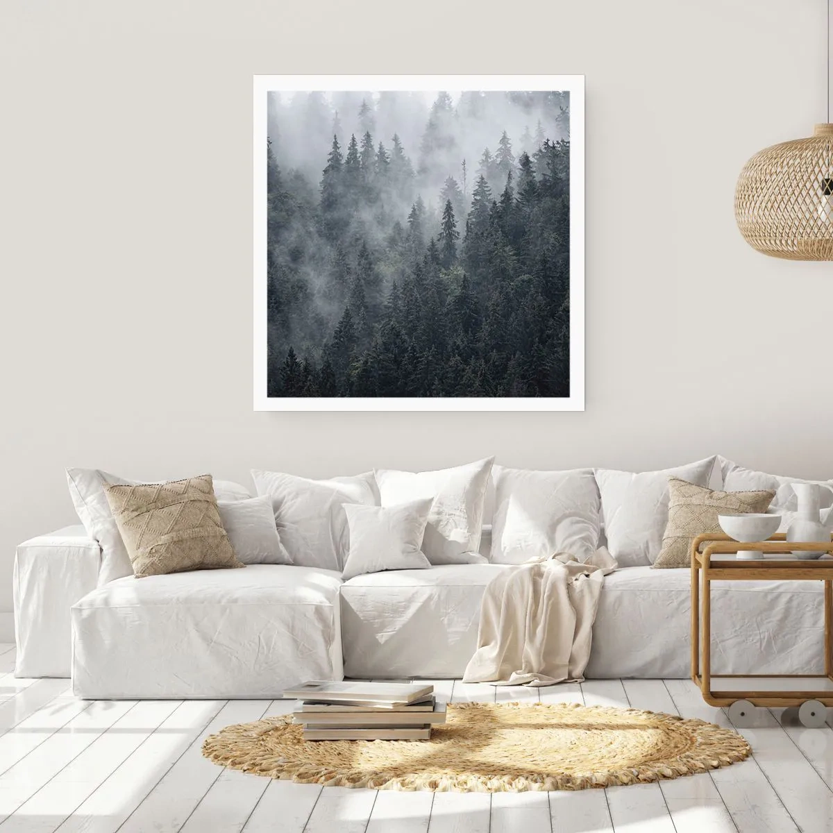 Affisch - Gryning i skogen - 60x60 cm