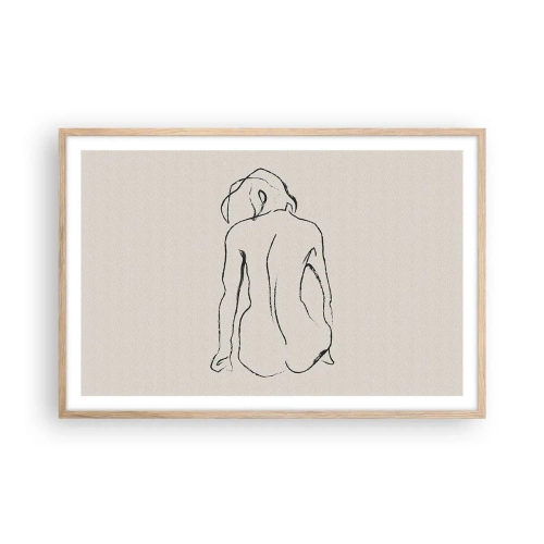 Affisch i ram av ljusek - Naken flicka - 91x61 cm