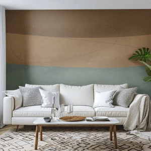 Fototapet Premium Sand - Horisontell komposition - Abstraktion, Bit, Modern konst - 300x210 cm