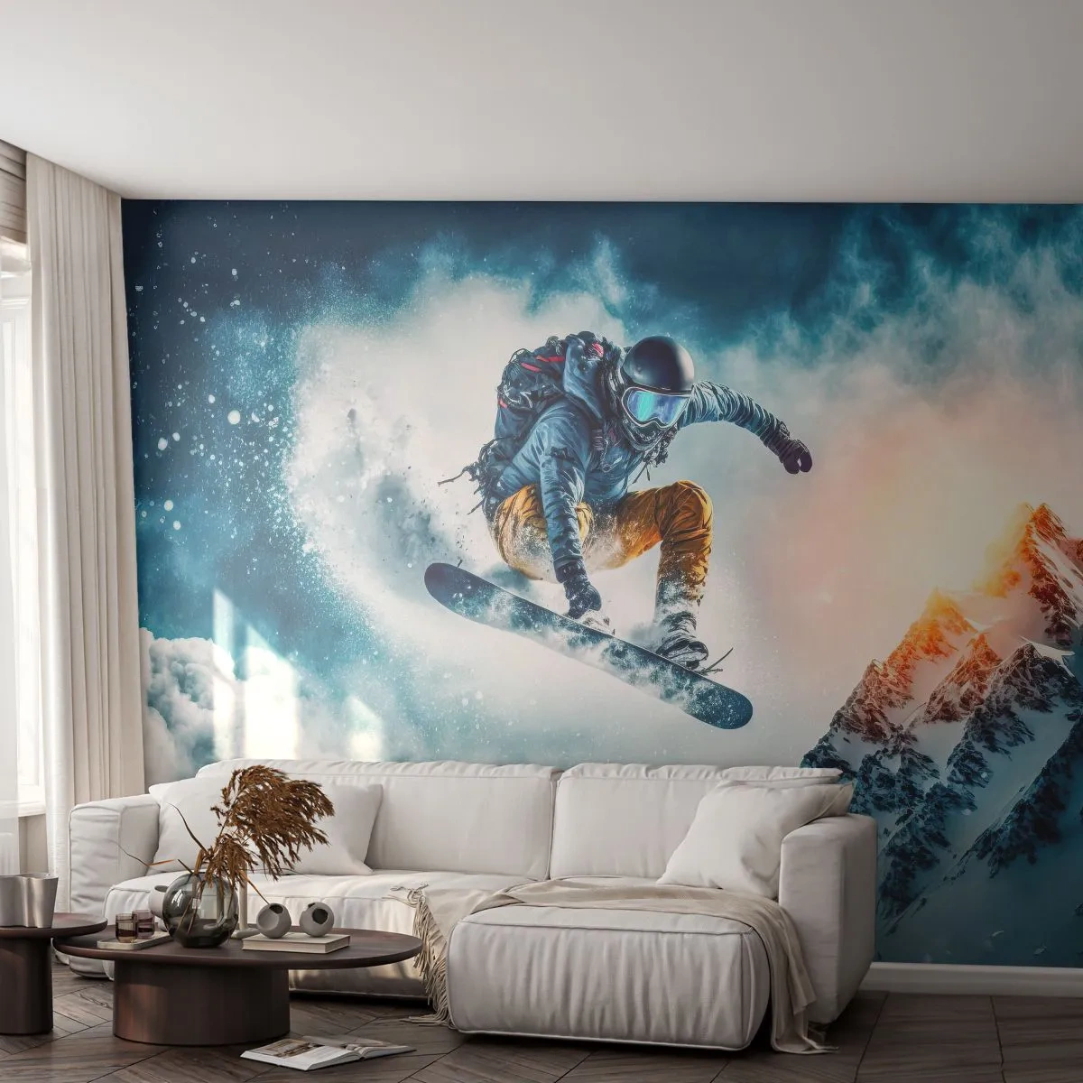 Fototapet Premium Sand - Extrema känslor - Åka snowboard, Sport, Vinter - 100x70 cm