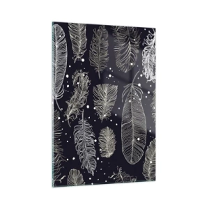 Glastavla - Bild på glas - Fjäderspets - 50x70 cm
