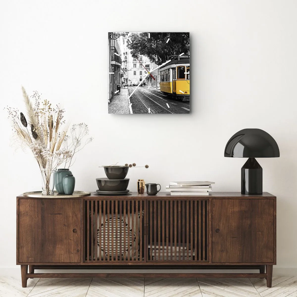 Väggklocka - Klocka på glas - Och en fado i bakgrunden - 40x40 cm