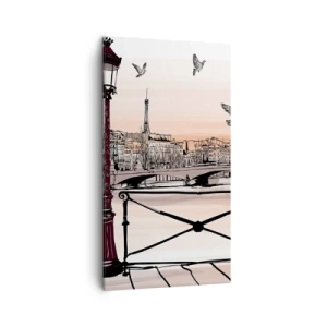 Canvastavla - Bild på duk - Över Paris tak - 45x80 cm