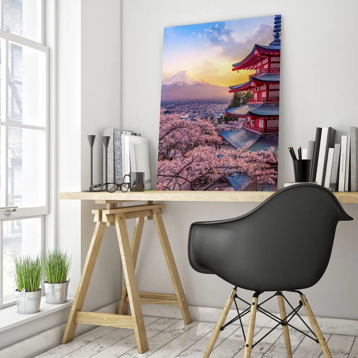 Glastavla - Bild på glas - Essens av den japanska andan - 50x70 cm