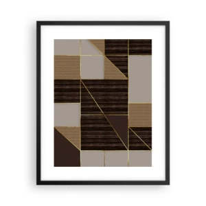 Affisch i svart ram - Mosaik av brun och guld - 40x50 cm