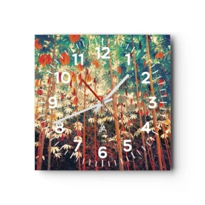 Väggklocka - Klocka på glas - Lövbladens hemlighetsfulla liv - 40x40 cm
