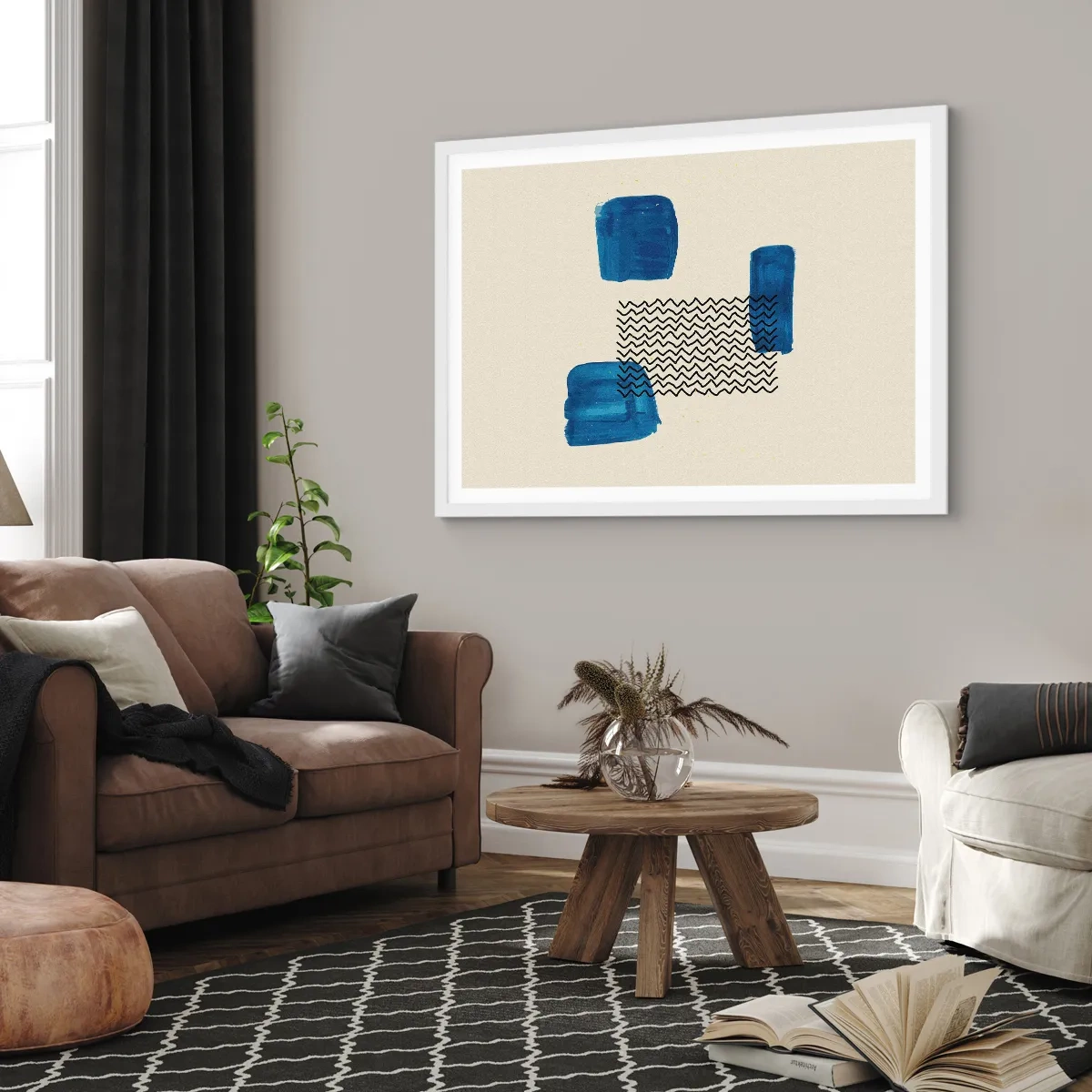 Affisch i vit ram - Abstrakt kvartett - 70x50 cm