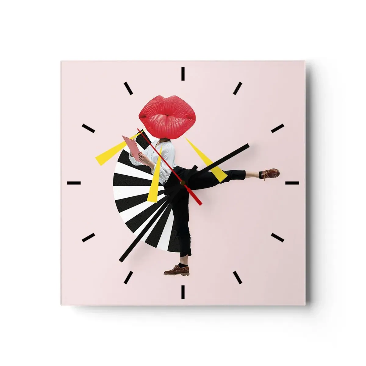 Väggklocka - Klocka på glas - Surrealistisk pop-art - 30x30 cm