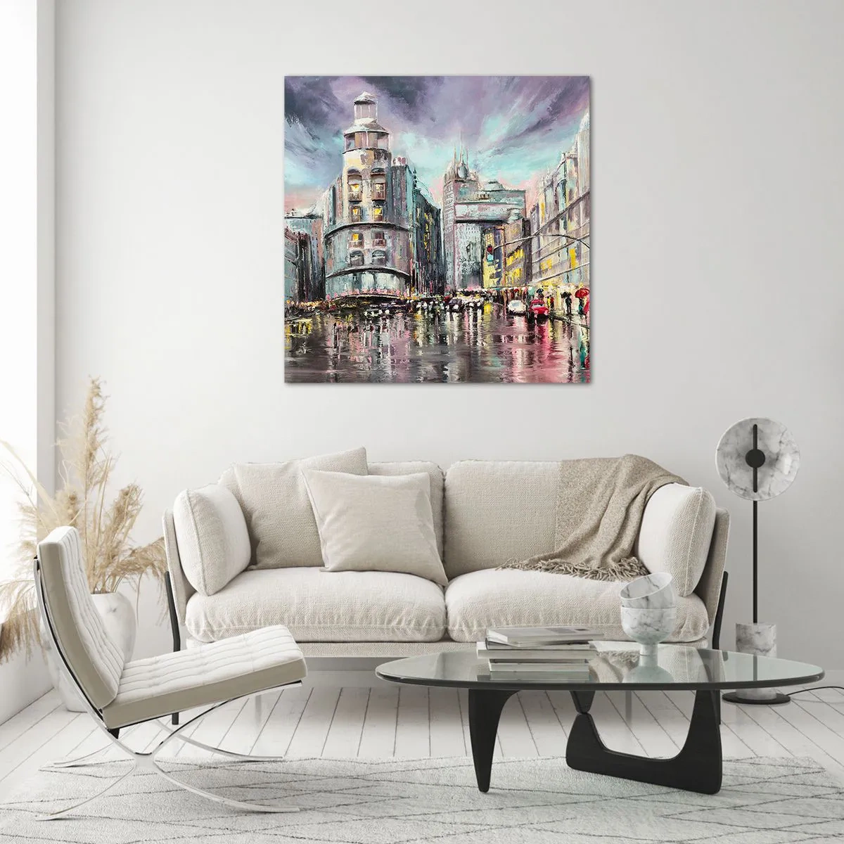 Glastavla - Bild på glas - Det blir en lyckad kväll - 70x70 cm