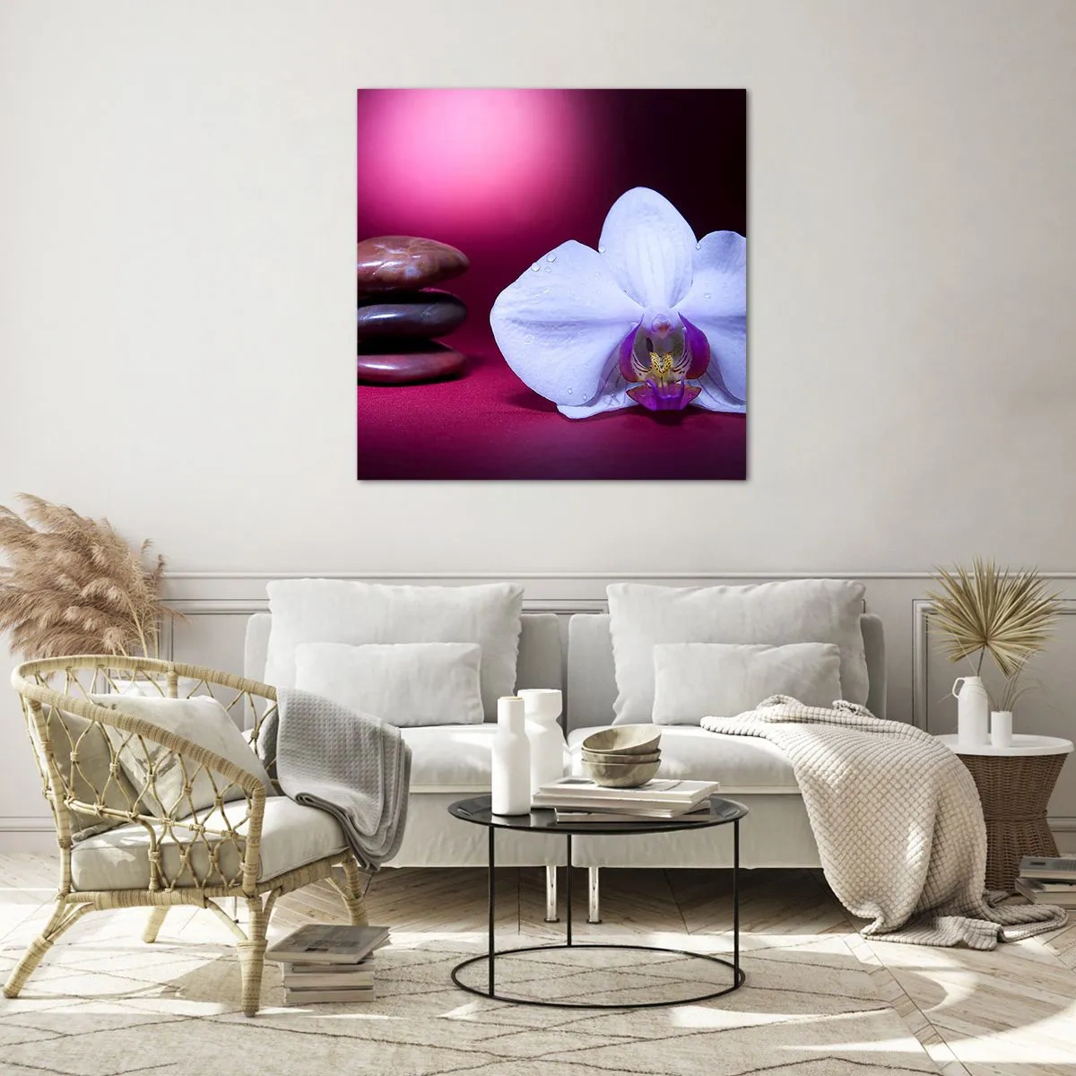 Glastavla - Bild på glas - En fräschhetsstudie i violett - 70x70 cm