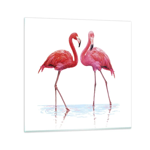 Glastavla - Bild på glas - Rosa rendez-vous - 40x40 cm