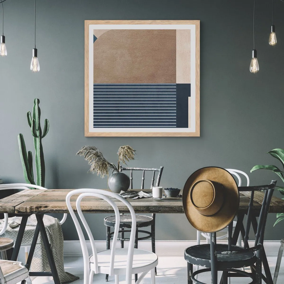 Affisch i ram av ljusek - Komposition av enkelhet och rundhet - 60x60 cm