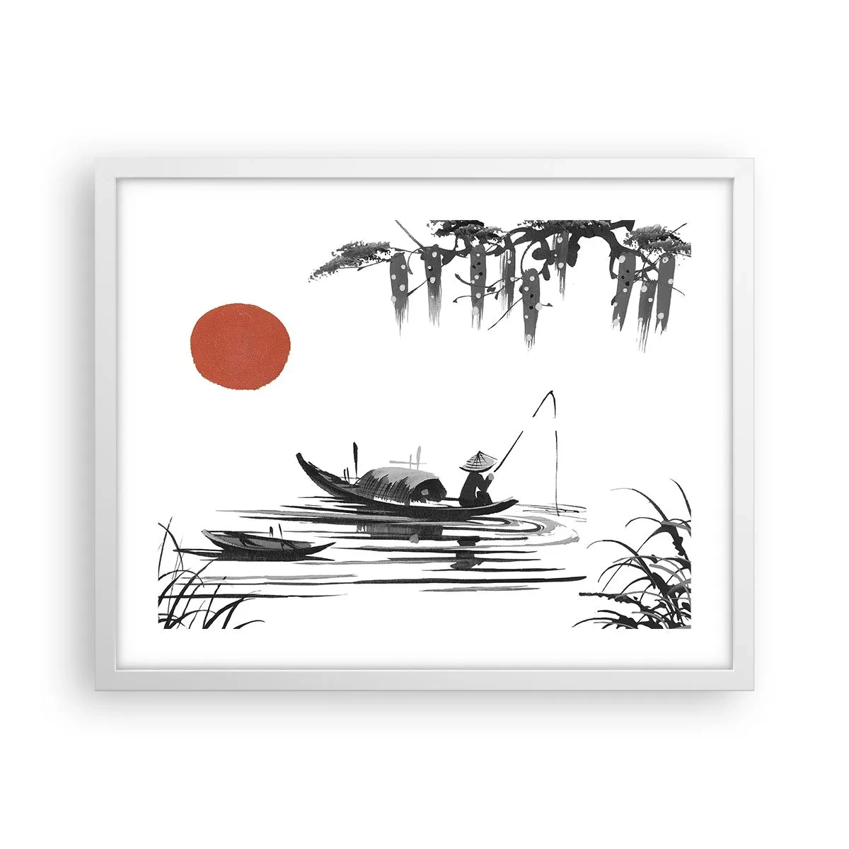 Affisch i vit ram - Asiatisk eftermiddag - 50x40 cm