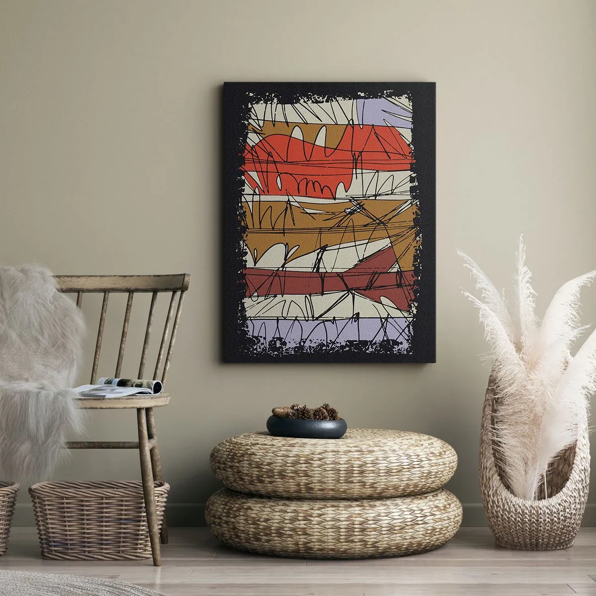 Canvastavla - Bild på duk - Spontan komposition - 55x100 cm