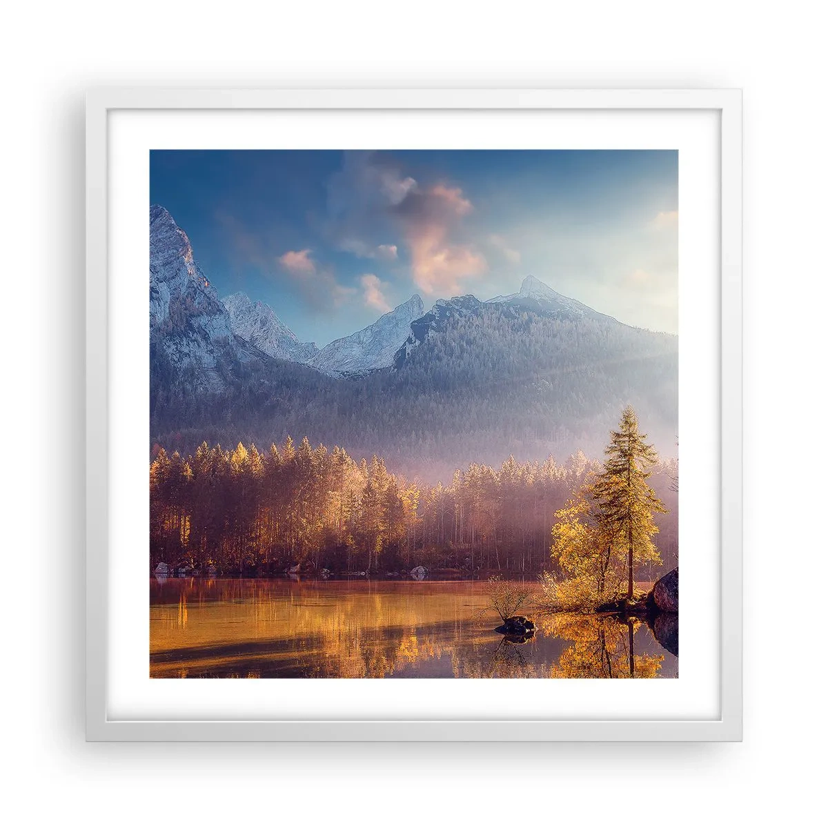 Affisch i vit ram - I berg och dalar - 50x50 cm