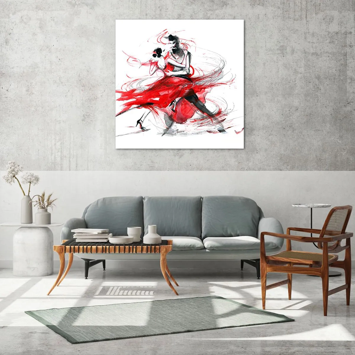 Glastavla - Bild på glas - Tango - passionens rytm - 60x60 cm