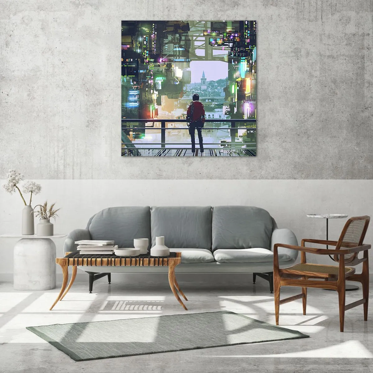 Glastavla - Bild på glas - Två världar - 40x40 cm