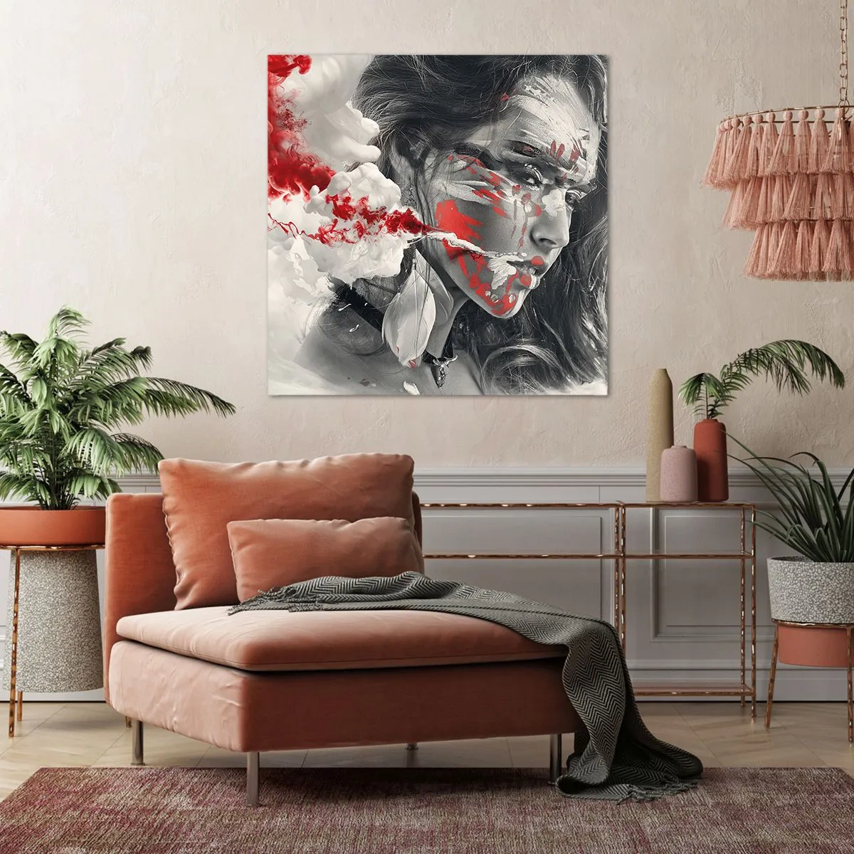 Canvastavla - Bild på duk - Röd-vit absurdhet - 50x50 cm