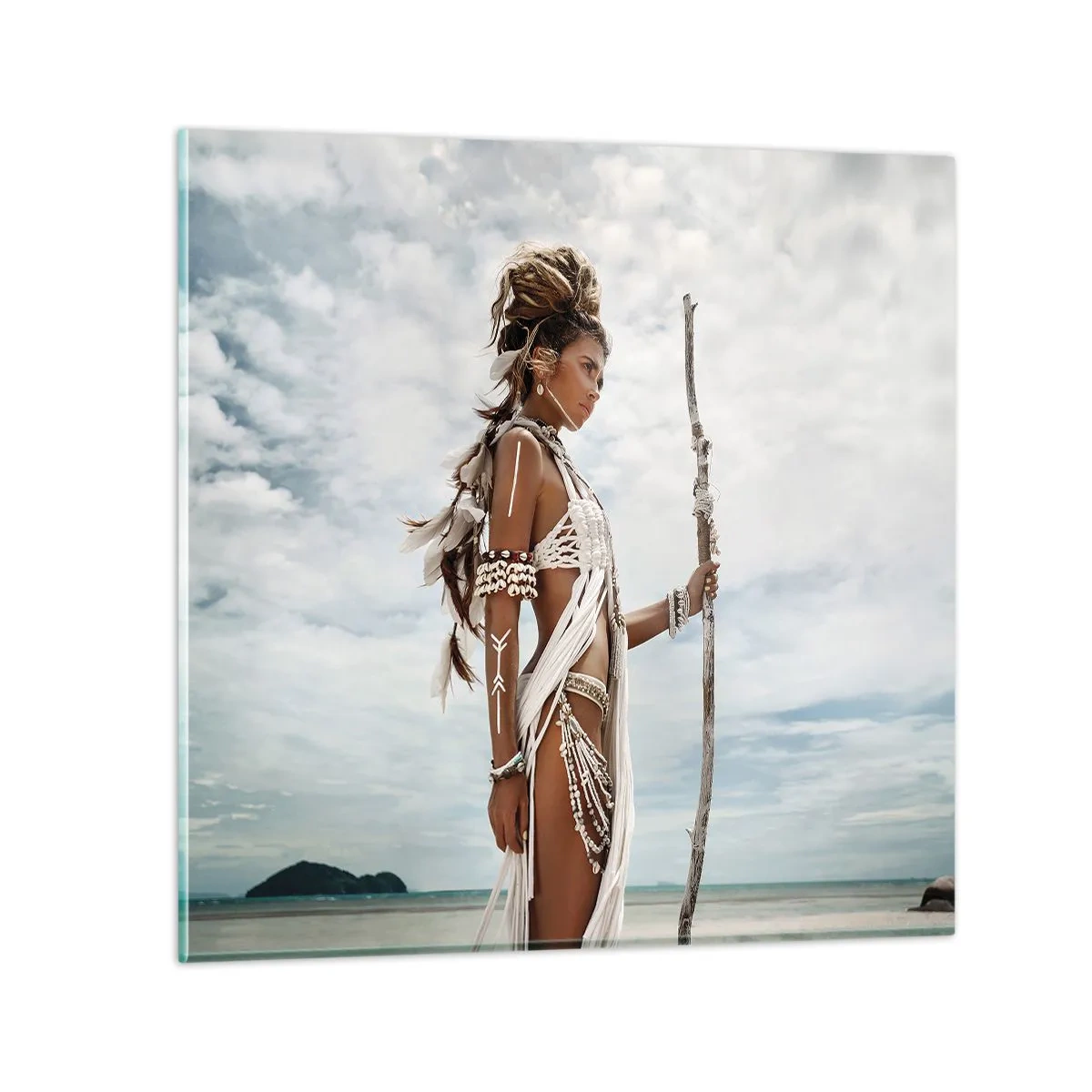 Glastavla - Bild på glas - Tropikens drottning - 60x60 cm