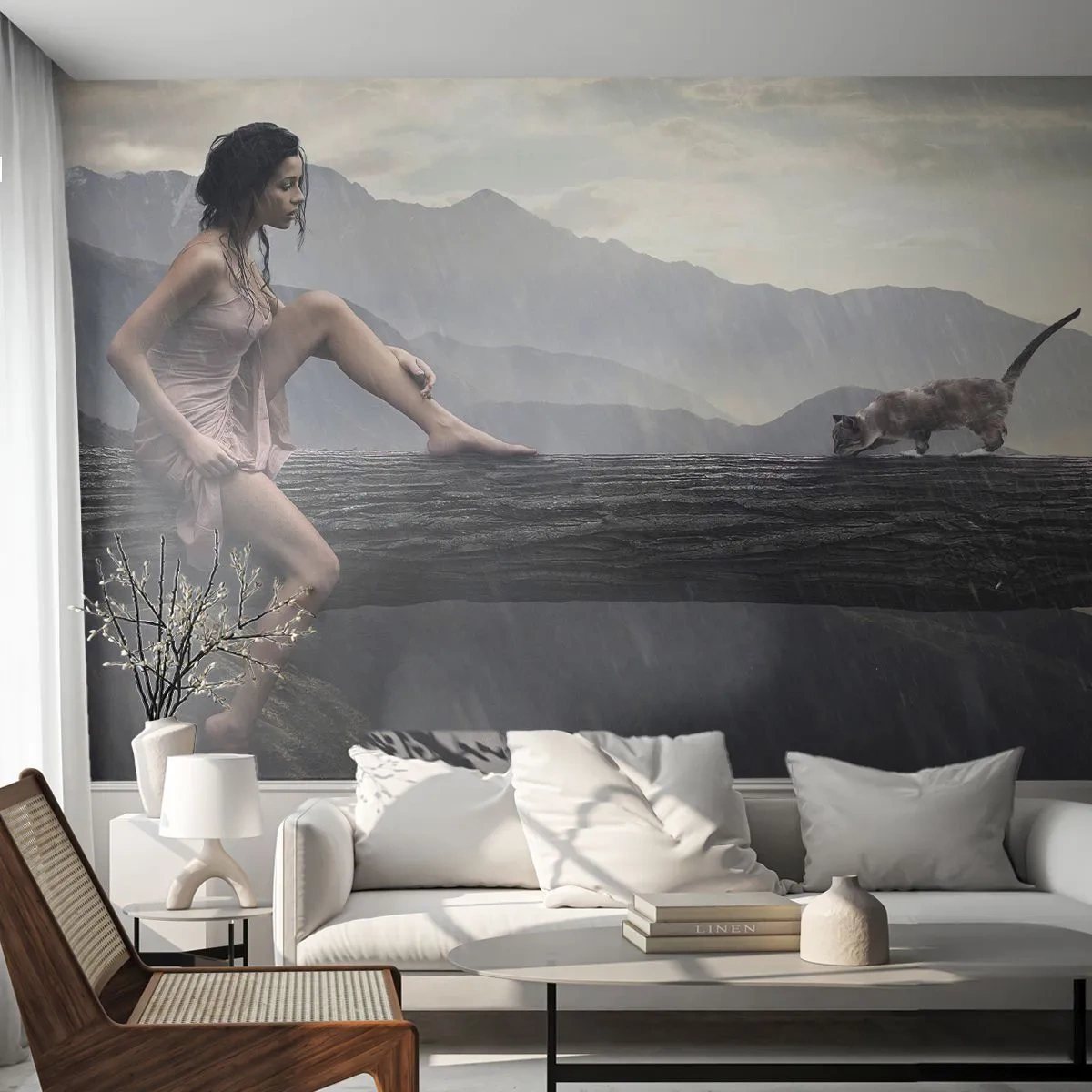 Fototapet Premium Sand - Skönhetens topp - Kvinna, Modell, Landskap - 100x70 cm