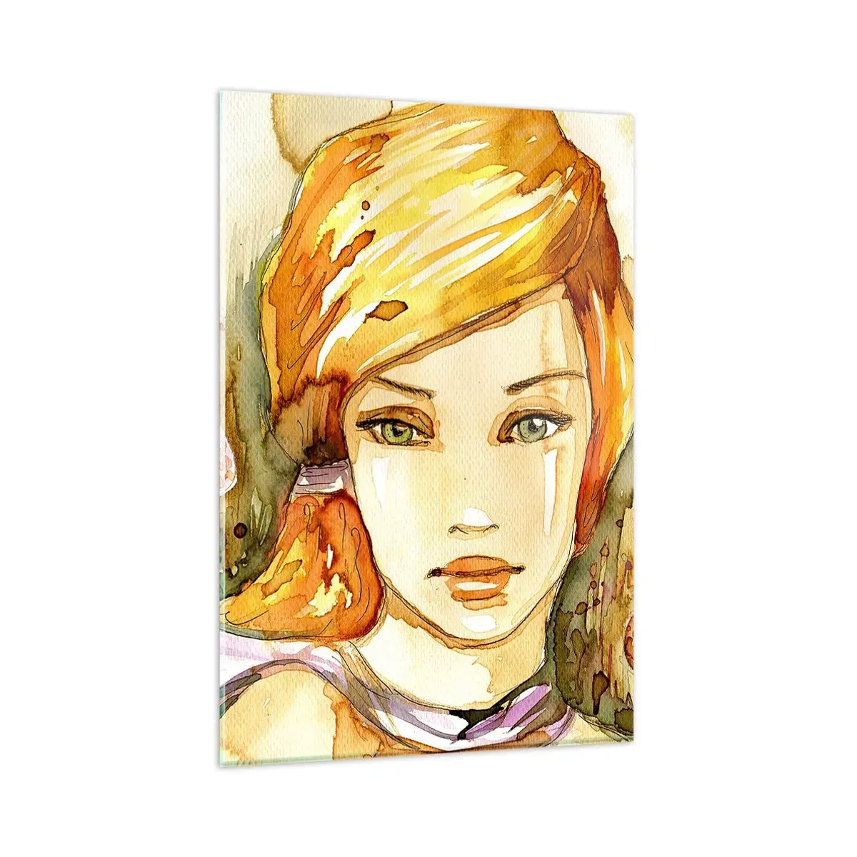 Glastavla - Bild på glas - Smaragdblick som tystar ner ilska - 80x120 cm