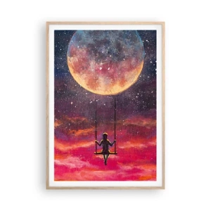 Affisch i ram av ljusek - Sväva i molnen - 70x100 cm