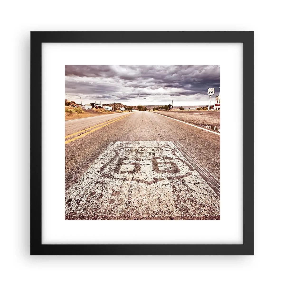 Affisch i svart ram - Mother Road - amerikanska legenden - 30x30 cm