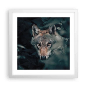 Affisch i vit ram - Jägare - 40x40 cm