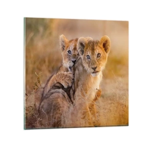 Glastavla - Bild på glas - Stör inte! Vi har kul - 30x30 cm