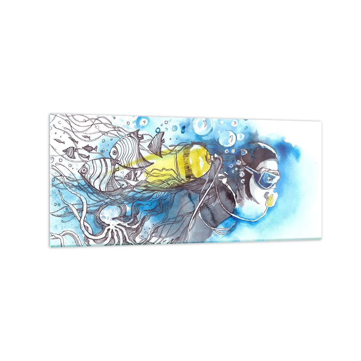 Glastavla - Bild på glas - Det stora blåa - 120x50 cm