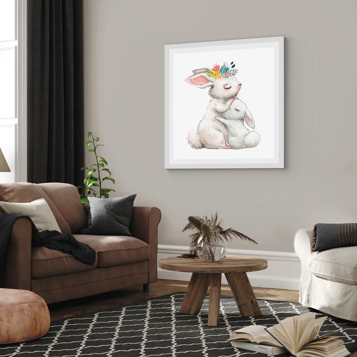 Affisch i vit ram - Alltid bäst hos mamma - 50x50 cm