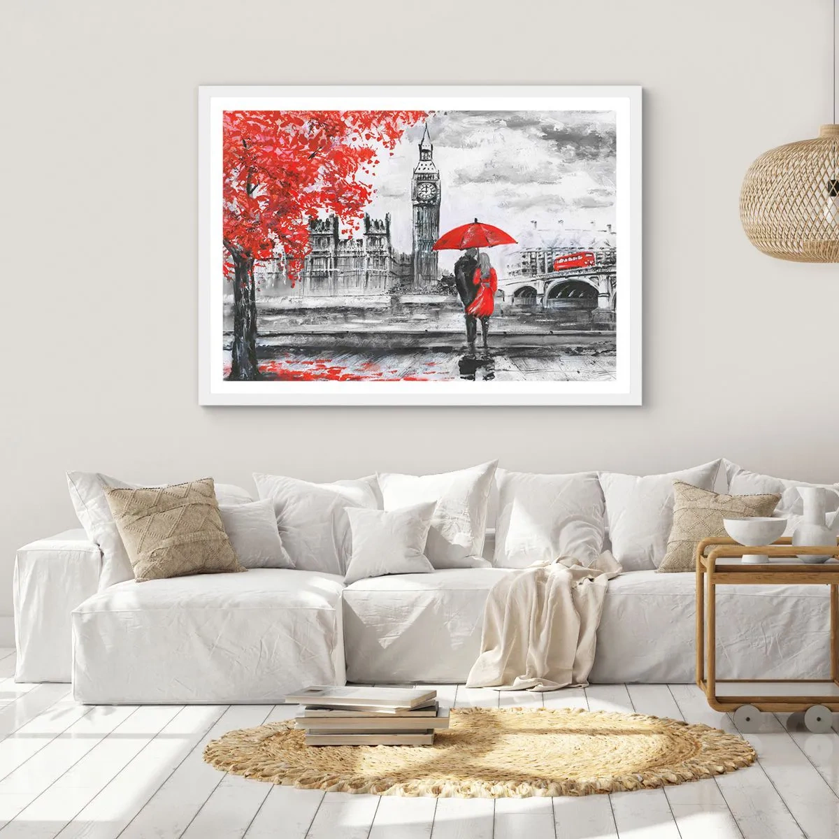 Affisch i vit ram - Förälskade i London - 100x70 cm