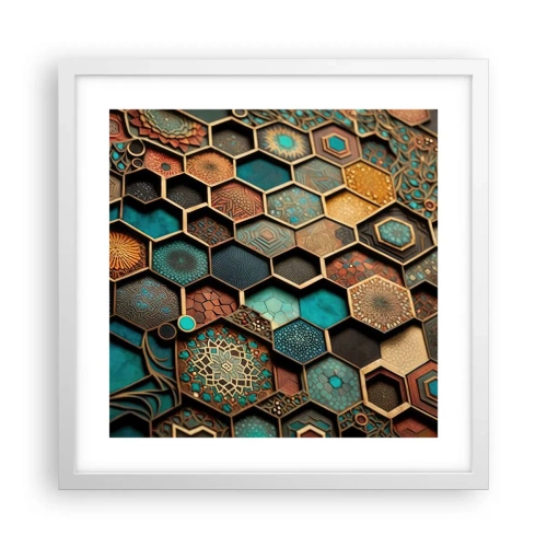Affisch i vit ram - Arabiska ornament - en variation - 40x40 cm
