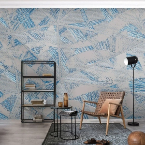 Självhäftande Fototapet Deluxe Sticker - I en gråblå labyrint - Klotter, Ljus, Kaos - 500x350 cm