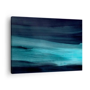 Canvastavla - Bild på duk - Subtila abstrakta vågor i mörka nyanser av blått - 70x50cm - Flyt med strömmen - Modern väggdekoration för vardagsrum och sovrum ARTTOR