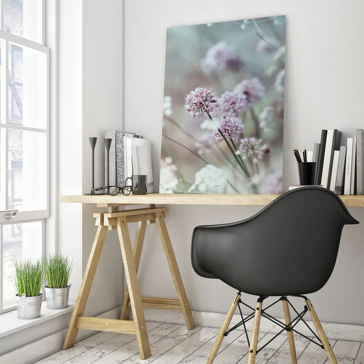 Glastavla - Bild på glas - Söta örtfiligraner - 80x120 cm