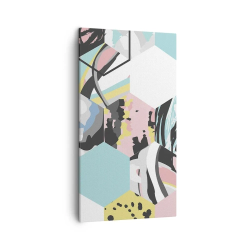 Canvastavla - Bild på duk - Sexkanter och kuber i sex färger - 45x80 cm