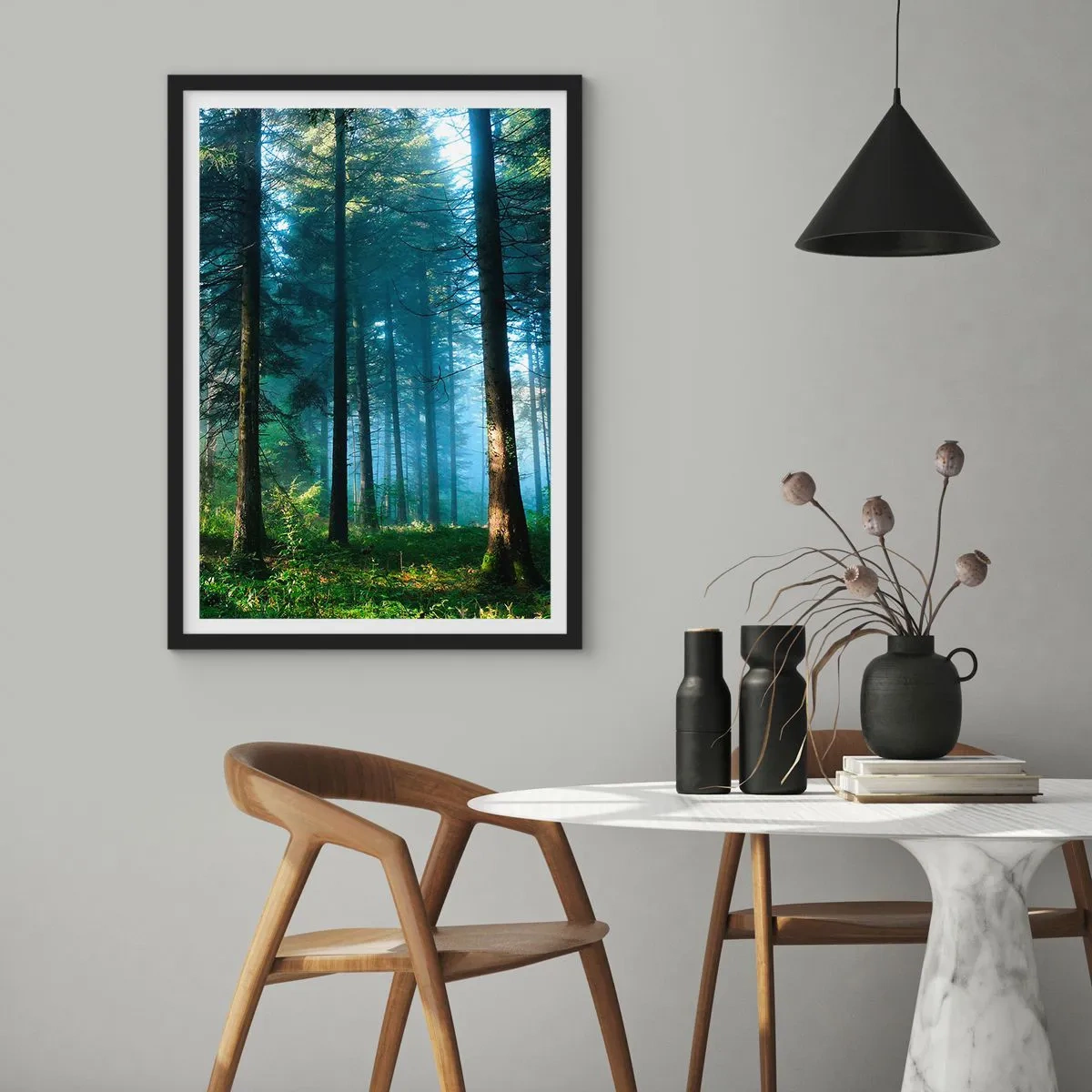 Affisch i svart ram - Strålande på morgonen - 61x91 cm