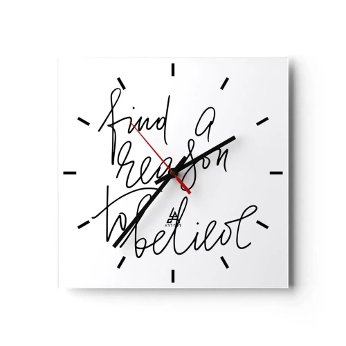 Väggklocka - Klocka på glas - Det är möjligt - 30x30 cm