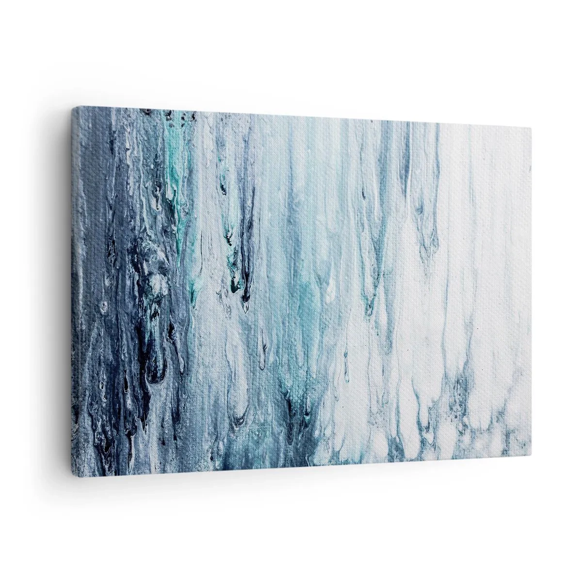 Canvastavla - Bild på duk - Abstrakta blå och vita strimmor som liknar istappar - 70x50cm - Blåa istappar - Modern väggdekoration för vardagsrum och sovrum ARTTOR